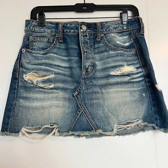 American Eagle Distressed Jean Mini Skirt - Picture 1 of 3
